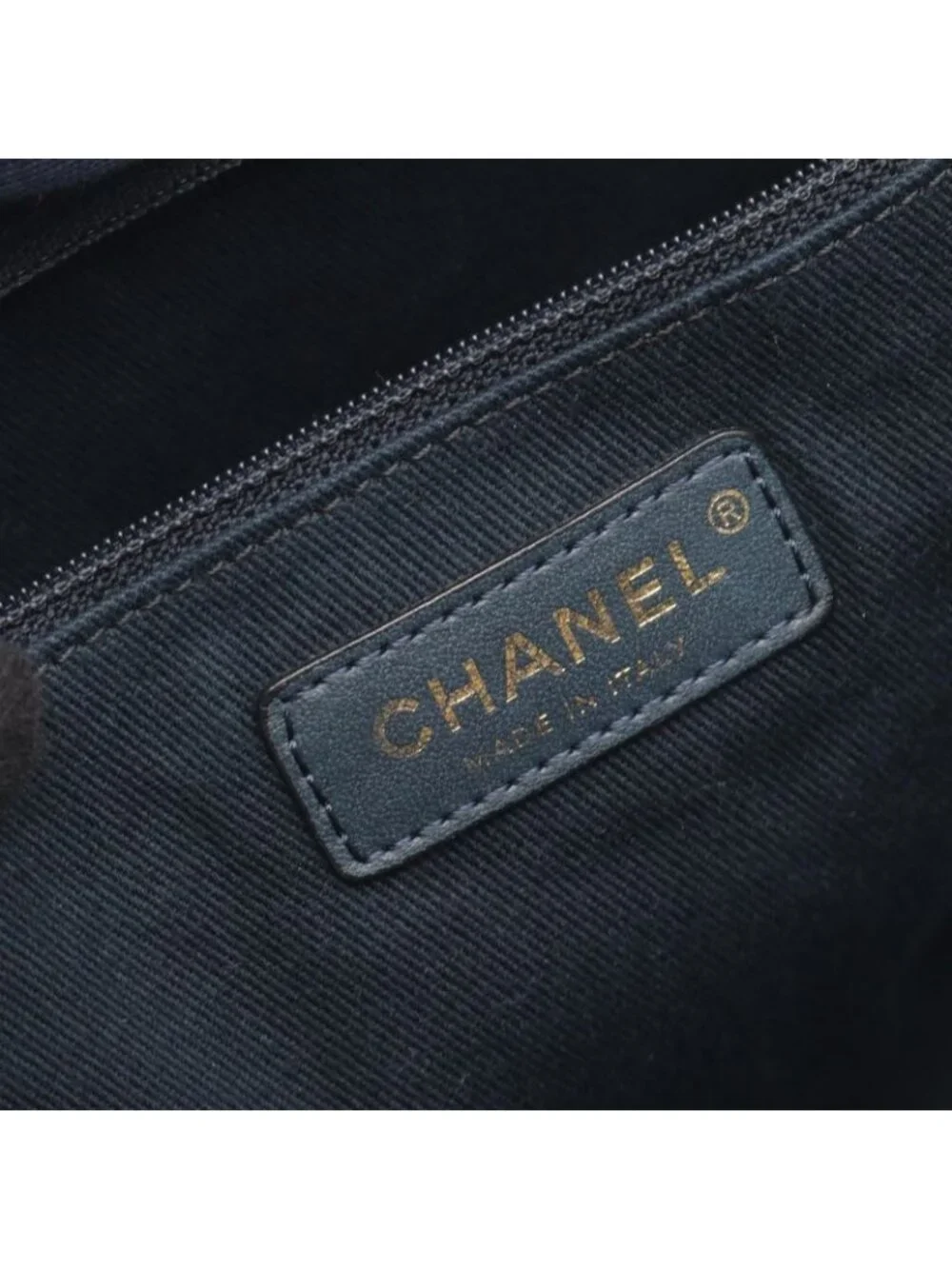 ★SOLD★ Chanel Tote Deauville Indigo Blue Leather Chain MM - Picture 4 of 9